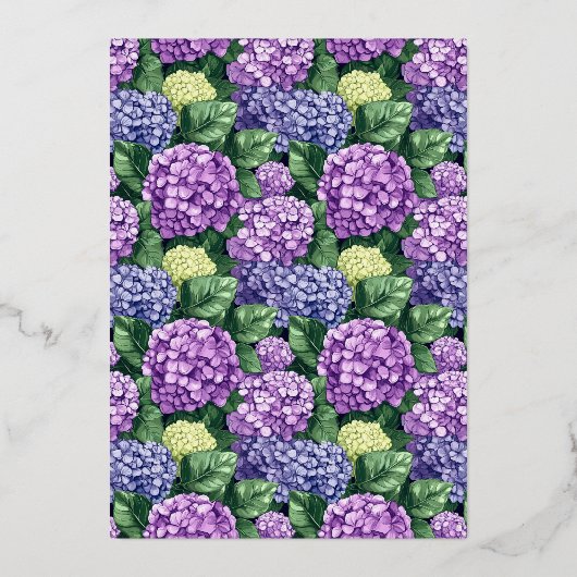 Regal Purple Floral Hydrangea 箔招待状 (裏面)