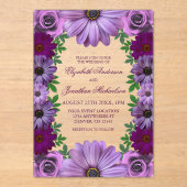 Regal Purple Floral Wedding アクリル招待状 (正面)