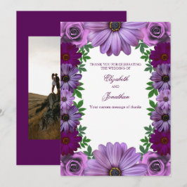 Regal Purple Floral Wedding サンキューカード