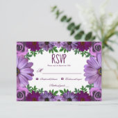 Regal Purple Floral Wedding 出欠カード (スタンド正面)