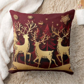 Regal Reindeer Ensemble – Paper-Cut Forest クッション (ブランケット)