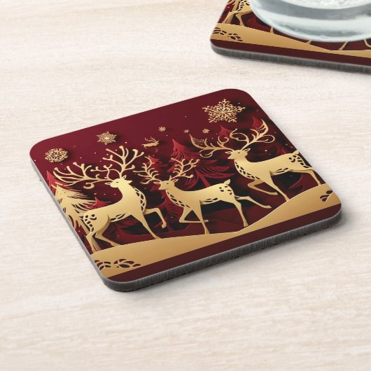 Regal Reindeer Ensemble – Paper-Cut Forest コースター (左側)