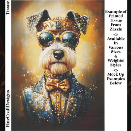 Regal Schnauzer Dog & Golden Crown EJ3 Decoupage 薄葉紙