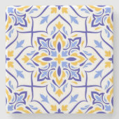 Regal Symphony Blue and Gold Luxury Mediterranean ストーンコースター (正面)