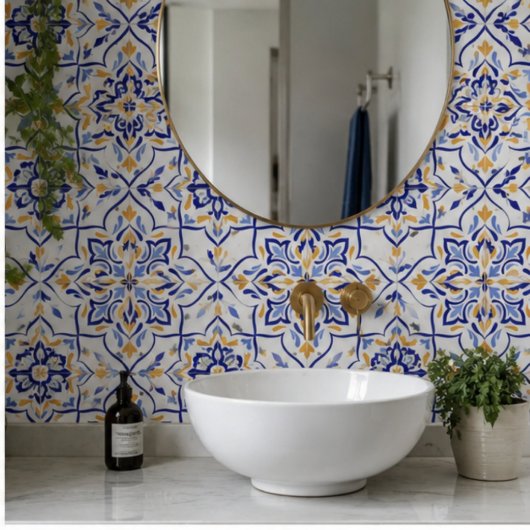 Regal Symphony Blue and Gold Luxury Mediterranean タイル