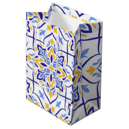 Regal Symphony Blue and Gold Luxury Mediterranean ミディアムペーパーバッグ