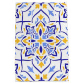 Regal Symphony Blue and Gold Luxury Mediterranean ミディアムペーパーバッグ (裏面)