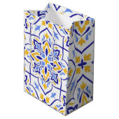 Regal Symphony Blue and Gold Luxury Mediterranean ミディアムペーパーバッグ (裏面アングル)