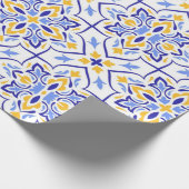 Regal Symphony Blue and Gold Luxury Mediterranean ラッピングペーパー (角)
