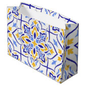 Regal Symphony Blue and Gold Luxury Mediterranean ラージペーパーバッグ (裏面アングル)