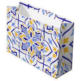 Regal Symphony Blue and Gold Luxury Mediterranean ラージペーパーバッグ