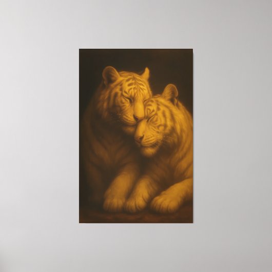 Regal White Tigers – Classic Fine Art Golden Portr キャンバスプリント (正面)