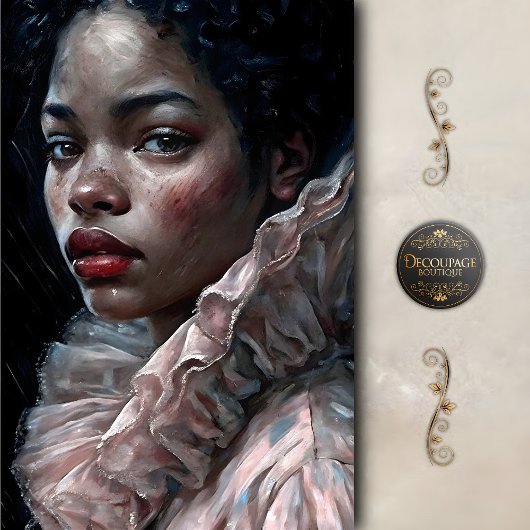 Regal Woman In Ruffled Gown Decoupage 薄葉紙