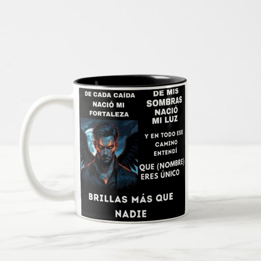 REGALO PERSONALIZADO (NOMBRE)TU BRILLAS ツートーンマグカップ (左)