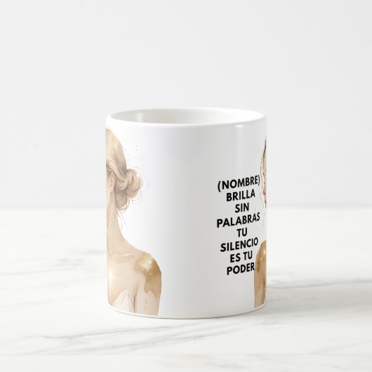 REGALO PERSONALIZADO (NOMBRE) TU SILENCIO ES PODER コーヒーマグカップ (中央)