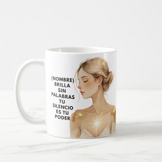 REGALO PERSONALIZADO (NOMBRE) TU SILENCIO ES PODER コーヒーマグカップ (左)