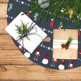 Regalos de navidad, Santa Claus y copos de nieve   ブラッシュドポリエステルツリースカート