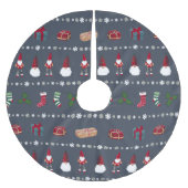 Regalos de navidad, Santa Claus y copos de nieve ブラッシュドポリエステルツリースカート (正面)