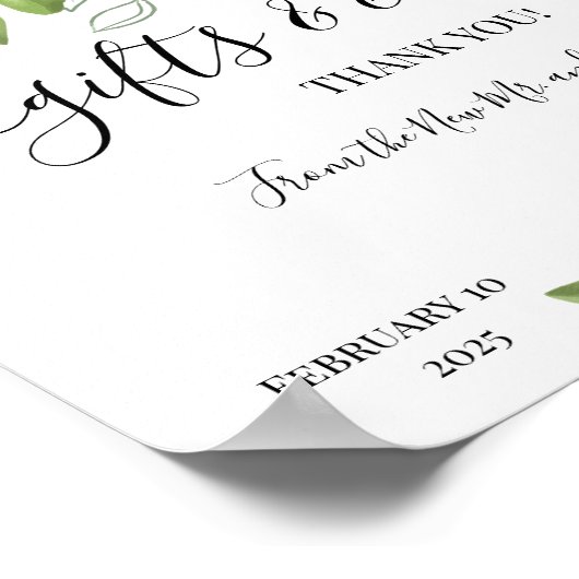 Regalos y Tarjetas Boda Greenery Rótulo Lemon ポスター (角)