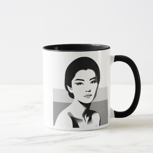 Regard intemporel, l'élégance en noir et blanc. マグカップ (右)