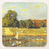 Regatta at Hampton Court Alfred Sisley Poster スクエアペーパーコースター (正面)