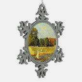 Regatta at Hampton Court Alfred Sisley Poster スノーフレークピューターオーナメント (左)