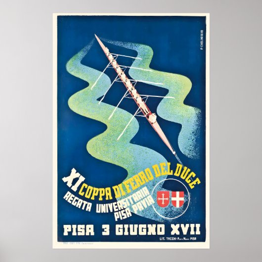 Regatta Boat Pisa Italy Racing Vintage Poster ポスター (正面)