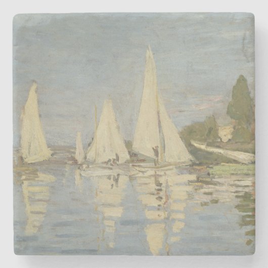Regattas at Argenteuil, OIl Painting, Claude Monet ストーンコースター (正面)