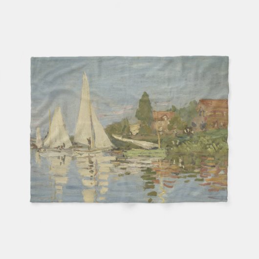 Regattas at Argenteuil, OIl Painting, Claude Monet フリースブランケット (正面(横))