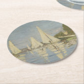 Regattas at Argenteuil, OIl Painting, Claude Monet ラウンドペーパーコースター (アングル)