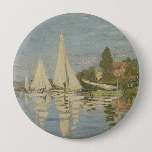 Regattas at Argenteuil, OIl Painting, Claude Monet 缶バッジ (正面)