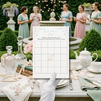 Regegcy Era Floral Bridal Shower Bingo game  招待状