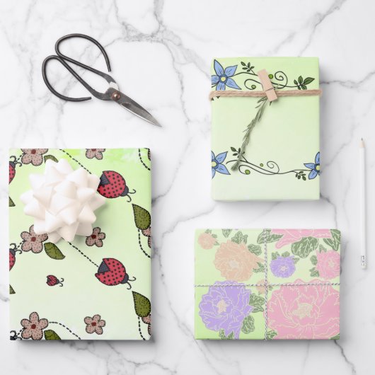 Regenbogen Blüten Packpapier Blatt ラッピングペーパーシート (正面)