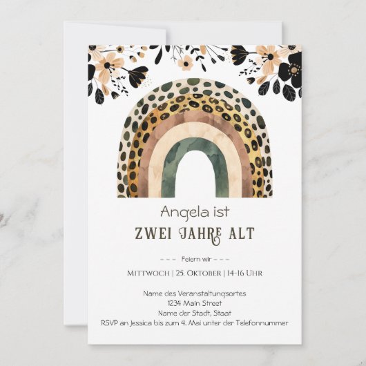 Regenbogen Boho 2.ゲバートスタグ 招待状 (正面)