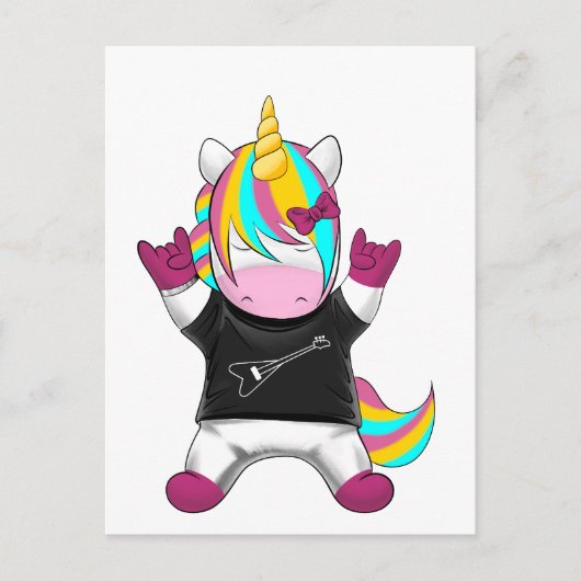 Regenbogen Einhorn Rocker ポストカード (正面)