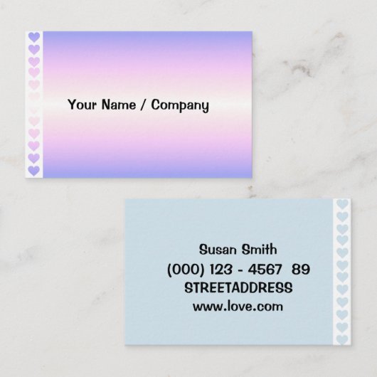 Regenbogen Farbverlauf pink Lila Herzen 名刺 (正面/裏面)