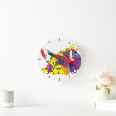 Regenbogen Französische Bulldogge ラウンド壁時計 (ホーム)