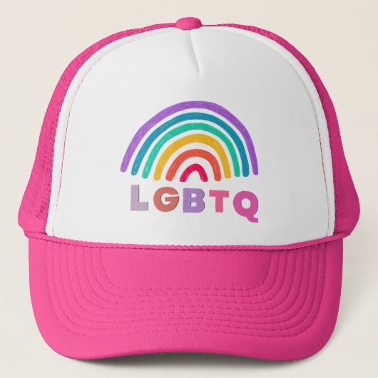 Regenbogen gemalt mit Schrift LGBTQ キャップ (正面)