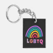 Regenbogen gemalt mit Schrift LGBTQ キーホルダー (正面左)