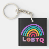 Regenbogen gemalt mit Schrift LGBTQ キーホルダー (正面)