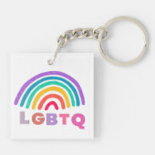 Regenbogen gemalt mit Schrift LGBTQ キーホルダー (裏面)