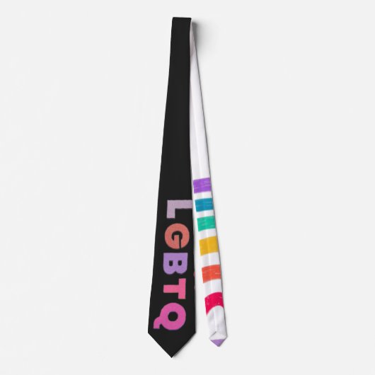 Regenbogen gemalt mit Schrift LGBTQ ネクタイ (正面)