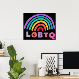 Regenbogen gemalt mit Schrift LGBTQ ポスター