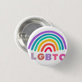 Regenbogen gemalt mit Schrift LGBTQ 缶バッジ (正面&裏面)