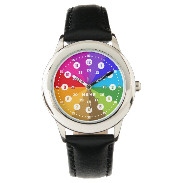 Regenbogen Lernuhr 12 Stunden Anzeige LU-RB24i-M60 腕時計 (正面)