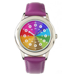 Regenbogen Lernuhr Armbanduhr 12 Stunden Anzeige 腕時計