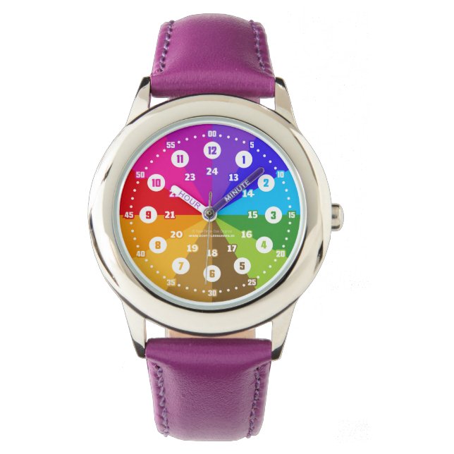 Regenbogen Lernuhr Armbanduhr 12 Stunden Anzeige 腕時計 (正面)