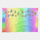 Regenbogen mit Schmetterlingen キッチンタオル (横)
