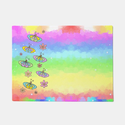 Regenbogen mit Schmetterlingen  ドアマット (正面)