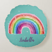 Regenbogen mit Sternchen | personalisierbares  ラウンドクッション (正面)